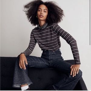 Madewell Whisper Cotton Turtleneck Top in Tessie Stripe